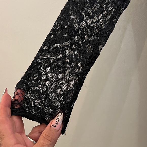 Js Collection bird embroidered V- back slim midi dress with illusion lace sleeve - Picture 9 of 9